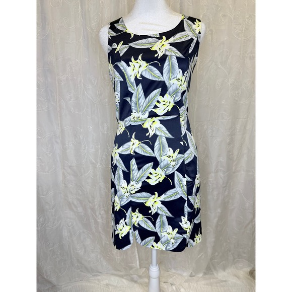 Loveriche Dresses & Skirts - Loveriche Navy Tropical Floral Sheath Dress Size S Sleeveless Career Vacation